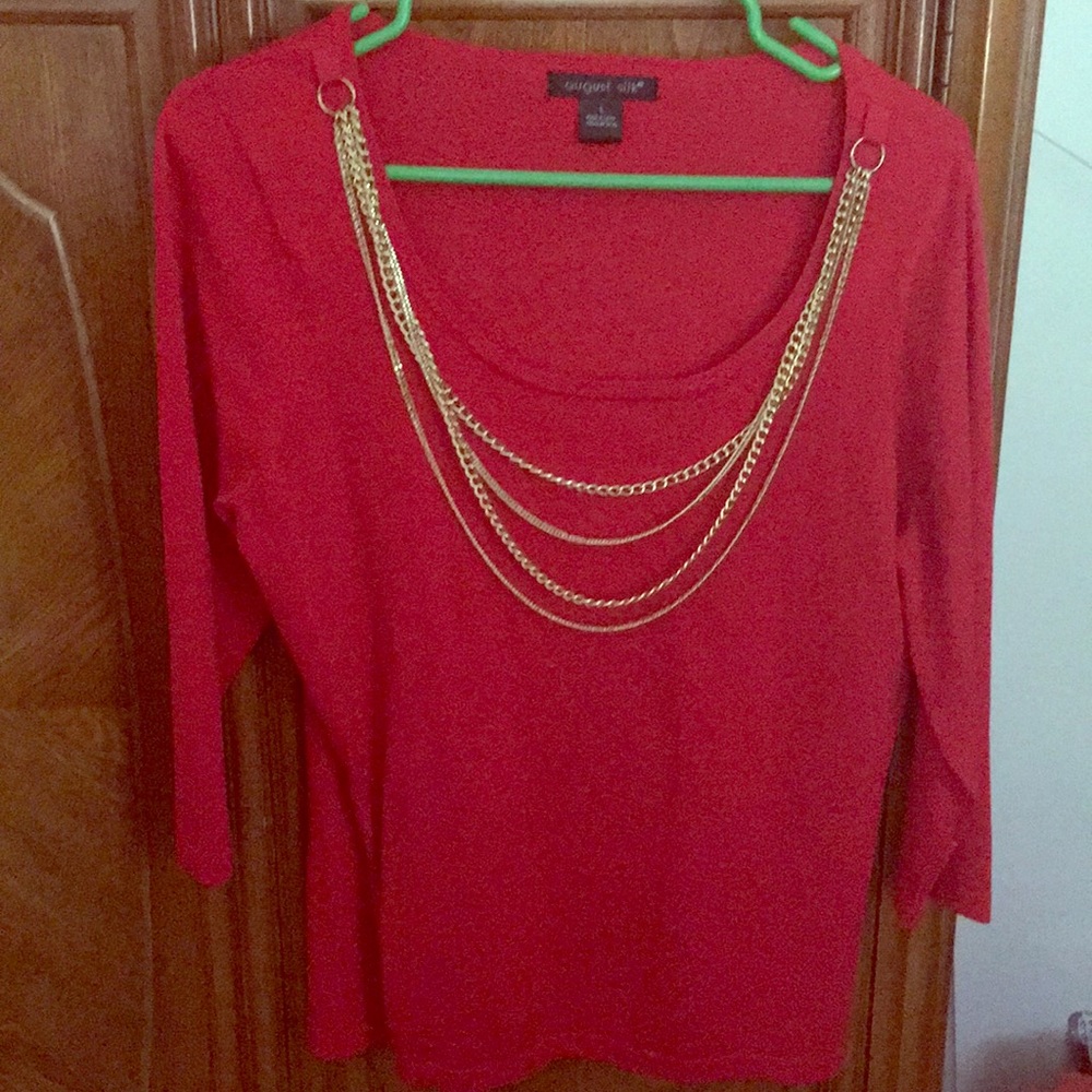 Red silk top